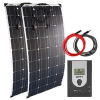 ZESTAW FOTOWOLTAICZNY 2X100W SOLARNY ELASTYCZNY MPPT DO KAMPERA ŁODZI