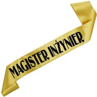 Magister Inżynier - złota szarfa z czarnym nadrukiem