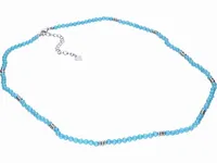 ELEGANCKI RODOWANY SREBRNY NASZYJNIK AKWAMARYN GŁADKIE KÓŁECZKA ODWAGA