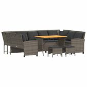 4-cz. zestaw wypoczynkowy do ogrodu, poduszki, szary, rattan PE