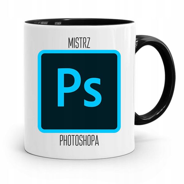 Kubek Czarny Prezent Dla Grafika Mistrz Photoshopa Z Nadrukiem Ze Zdjęciem zdjęcie 1