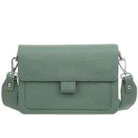 VERA PELLE torebka skórzana listonoszka z szerokim paskiem V721 j.zielona