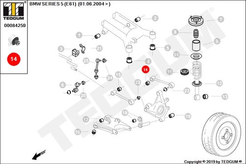 BMW 5 E61 TULEJA DRĄŻKA TYLNEGO E61 04- na Arena.pl