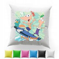 POSZEWKA Z NADRUKIEM BAWEŁNIANA 40x40CM - BAJKI FINEASZ RICKY MORTY