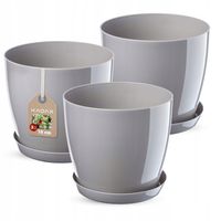 KADAX Zestaw 3x Doniczka Osłonka Szara Połysk 18cm