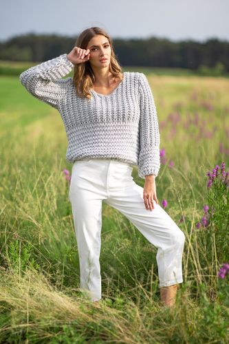 Sweter Chunky Knit F760 Ecru UNI na Arena.pl