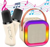 ZESTAW KARAOKE GŁOŚNIK BEZPRZEWODOWY DWA MIKROFONY BT KOLORY PRZENOŚNY RGB
