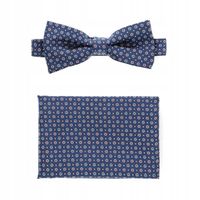 Mucha Męska Granatowa Mikrowzór+Poszetka M.144