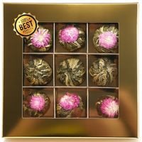 Zestaw herbat KWITNĄCYCH 9szt bombonierka złota