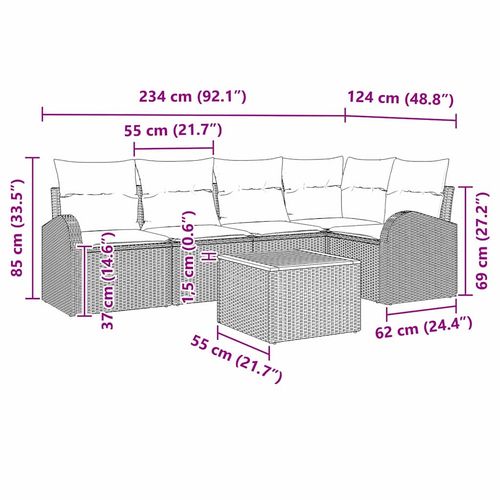 Zestaw Sof na Ogród 6 pcs Beżowy Polirattan na Arena.pl