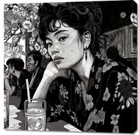 Obraz 90x90cm Czarne Kimono