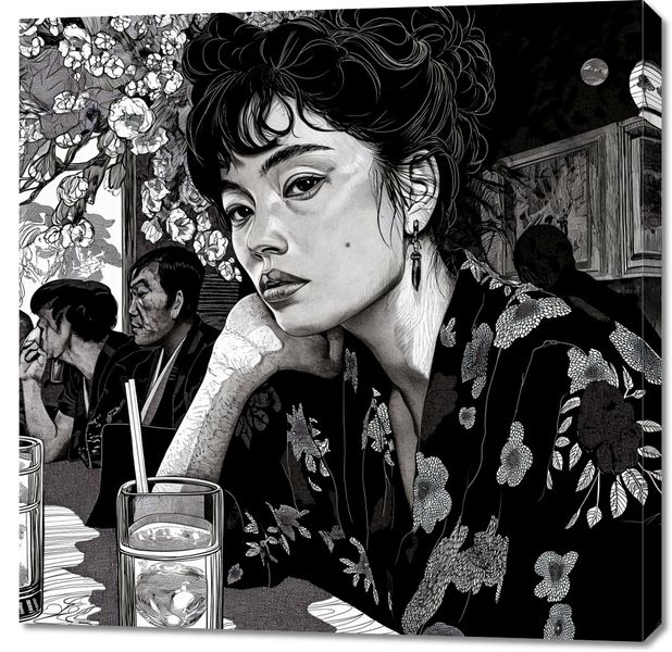 Obraz 90x90cm Czarne Kimono zdjęcie 1