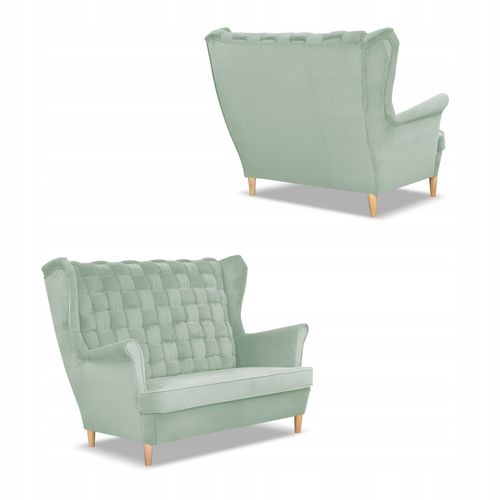 Zestaw wypoczynkowy Carol sofa fotele paski seledynowy na Arena.pl