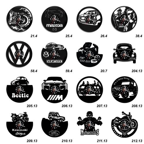 Zegar Ścienny z płyty winylowej na lustrze MOTORYZACJA 32 wzory 59x29 cm na Arena.pl