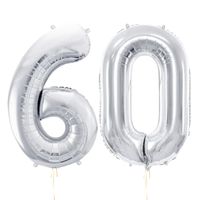 Balony foliowe liczba 60 srebrny, 86 cm