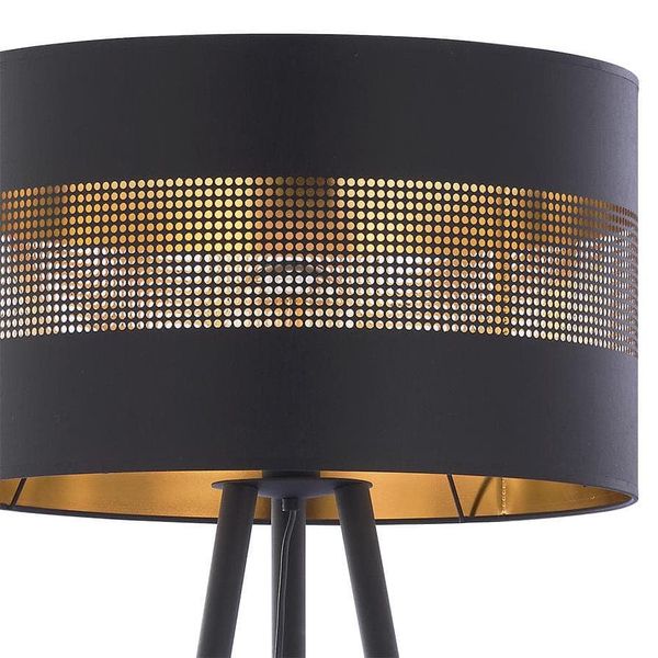 Stojąca lampa na trójnogu Tago 5053 TK Lighting ażurowa czarna złota zdjęcie 2