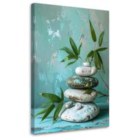 Obraz do salonu sypialni, Kamienie zen spa liście w
