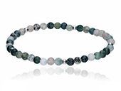 SREBRNA BRANSOLETKA ŻYŁCE NATURALNY AGAT MSZYSTY KONCENTRACJA KULECZKI