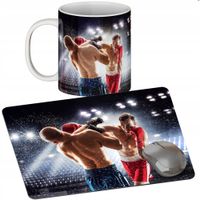 ZESTAW KUBEK + PODKŁADKA - BOKS SPORT WALKI - PREZENT WIELE WZORÓW + IMIĘ