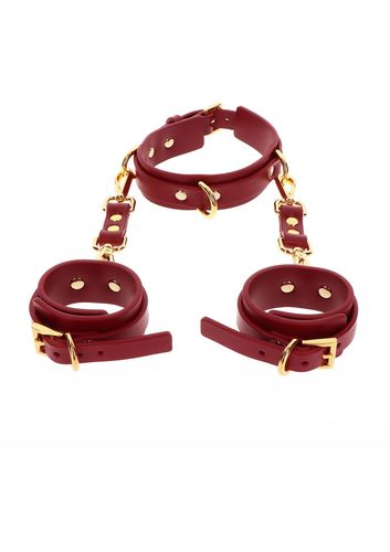 D-Ring Collar and Wrist Cuffs Red na Arena.pl
