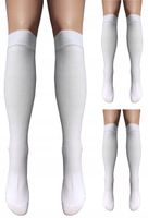 PODKOLANÓWKI 3-PARY ZESTAW BAWEŁNIANE BIAŁE GŁADKIE KRYJĄCE DAMSKIE 35-38