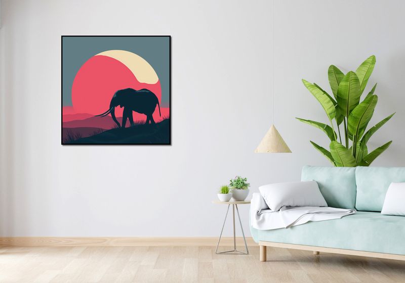 Plakat 90x90cm Słoń przy Czerwieni zdjęcie 4