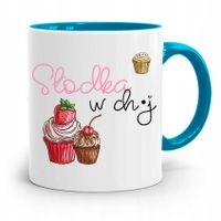 Kubek Błękitny Śmieszny Zabawny Słodka W Ch*J Z Nadrukiem Ze Zdjęciem