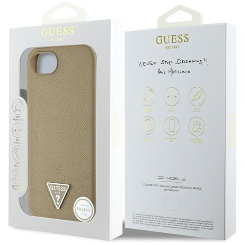 etui guess grained triangle magsafe do   iphone 16e brązowy na Arena.pl