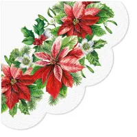 serwetki okrągłe 3-war. poinsettia 32cm 12 szt