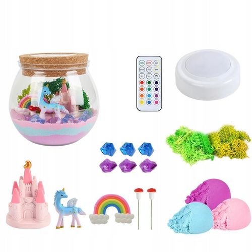 ZESTAW KREATYWNY JEDNOROŻEC MAGICZNE TERRARIUM AKWA DIY LAMPKA LED KRYSZTAŁ na Arena.pl