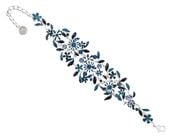 bransoletka niebieskie kwiatuszki z kryształkami z kolekcji blossom