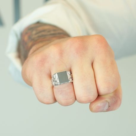 SREBRNY SYGNET Z ORNAMENTAMI PRÓBA SREBRA 925 GRAWER GRATIS zdjęcie 5