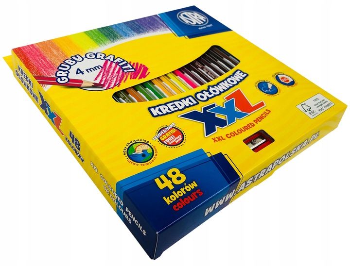 KREDKI OŁÓWKOWE ASTRA GRUBY GRAFIT 4mm XXL 48 KOL zdjęcie 3