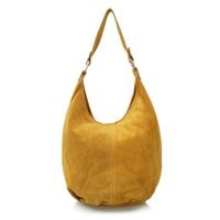 VERA PELLE torebka skórzana zamszowa worek na ramię V058 musztardowa