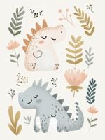 Plakat 60x80cm Wzory dla Dzieci, Dziewczynki i Chłopca -Dinusie 2