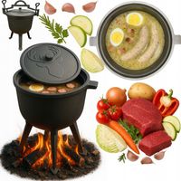 Kociołek Żeliwny Garnek Myśliwski Węgierski na Ognisko Grill Pieczonki