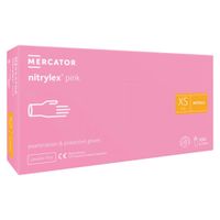 Rękawice nitrylowe różowe XS Mercator 100szt diagn