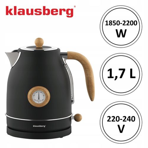 Czajnik elektryczny Klausberg KB-7907 1.7L z termometrem Czarny Retro 2200W na Arena.pl