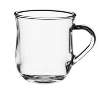 Kubek szklany szklanka z uchem VITO 320 ml beczułkowaty kształt bezbarwny gładki