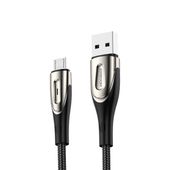kabel przewód usb-a - microusb 3a wskaźnik ładowania 2m czarny