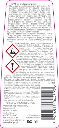 HAPPS - żel zwalczający pchły 150ml na Arena.pl