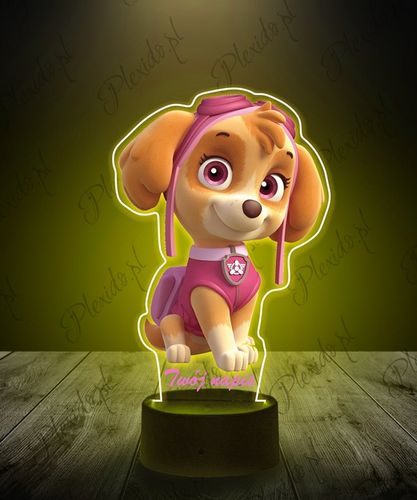 Lampka Nocna z Nadrukiem Dla Dzieci Psi Patrol Skye Bajka Twój Napis 3D LED na Arena.pl