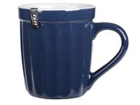 Kubek kamionkowy ryflowany filiżanka BISTRO KOLOR 330 ml ciężki granatowy