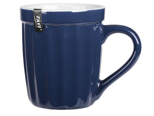 Kubek kamionkowy ryflowany filiżanka BISTRO KOLOR 330 ml ciężki granatowy na Arena.pl