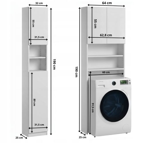 Zestaw Mebli Łazienkowych Biały Mat Push To Open Tip On Szafka Regał na Arena.pl