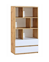 Nowoczesny Regał Otwarty z 2 Szufladami Biały 80 cm ARKTICA DL 2 kolory