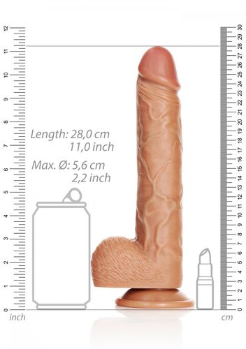straight realistic dildo  balls  suction cup   10/ 25,5 cm na Arena.pl