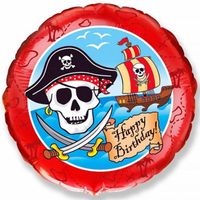 Balon foliowy 45cm - Pirackie Happy Birthday (okrągły)