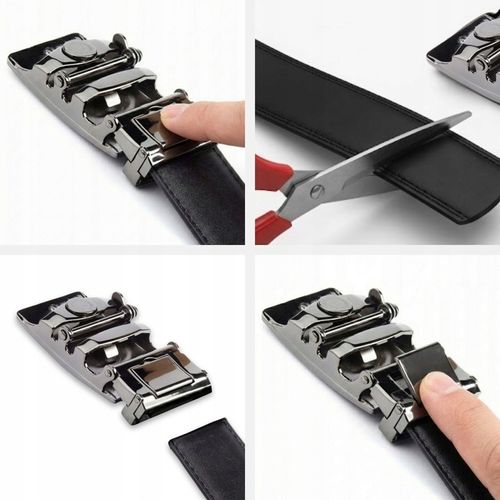 Pasek skórzany męski CZARNY automatyczny SZEROKI skóra naturalna na Arena.pl