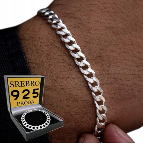Srebrna Bransoleta Męska Pancerka 5mm/20cm Diamentowana SREBRO 925 PEŁNA na Arena.pl
